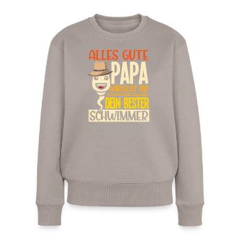 Alles Gute Papa wünscht dir dein bester Schwimmer - Frauen Premium Bio Pullover - Taupe - Vorne - Julia (174cm)