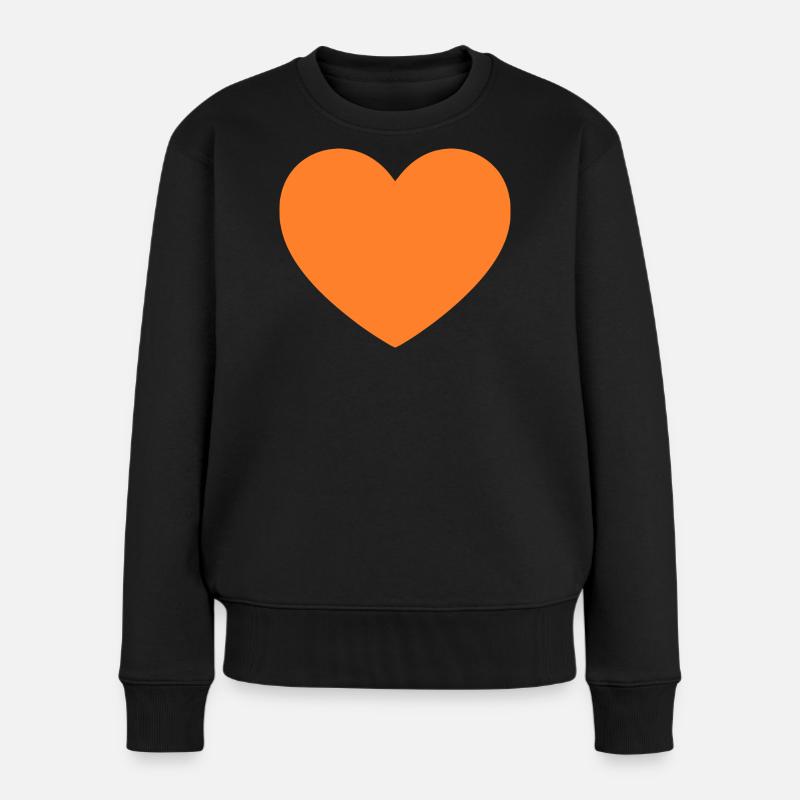 orangenes Herz orangen Geschenk Valentinstag - Frauen Premium Bio Pullover - Schwarz