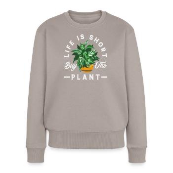 Pflanzenliebhaber Sukkulente Gartenarbeit - Frauen Premium Bio Pullover - Taupe - Vorne - Julia (174cm)