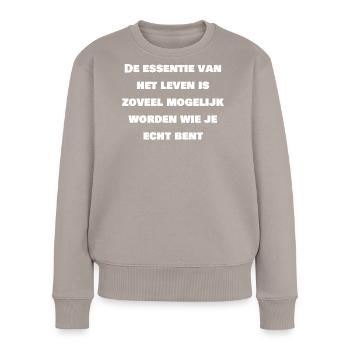 Wirklich du selbst Lebensessenz - Frauen Premium Bio Pullover - Taupe - Vorne - Julia (174cm)