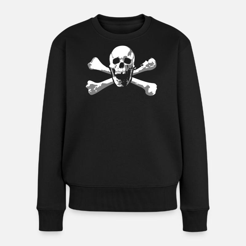 Skull & Bones - Frauen Premium Bio Pullover - Schwarz