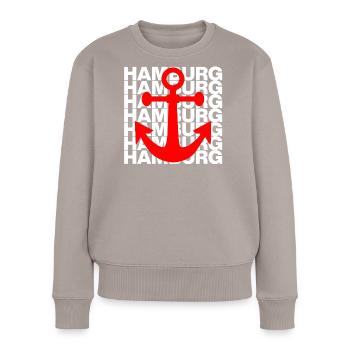 HAMBURG ANKER ROT, HAFEN, MOIN, HH, NORDDEUTSCH - Frauen Premium Bio Pullover - Taupe - Vorne - Julia (174cm)