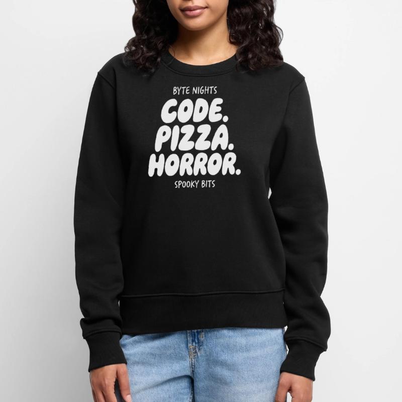 Byte Nächte: Code Pizza Horror Frauen Premium Bio Pullover
