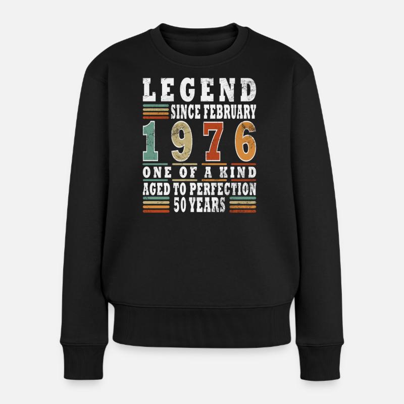 Février 1976 Jubilé 1976 Légendes Février - Pull Premium bio Femme - noir