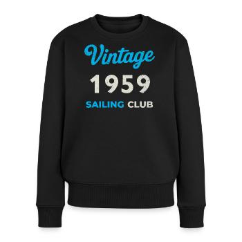 Vintage 1959 – Sailing Club Retro Geburtsjahr - Frauen Premium Bio Pullover - Schwarz - Vorne - Julia (174cm)