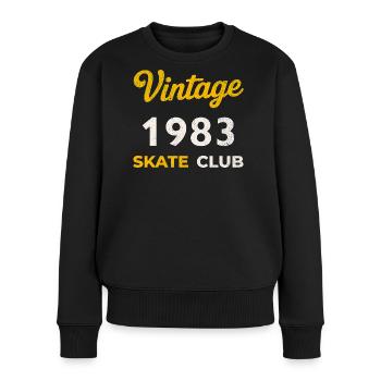 Vintage 1983 Skate Club Retro Geburtsjahr Geschenk - Frauen Premium Bio Pullover - Schwarz - Vorne - Julia (174cm)