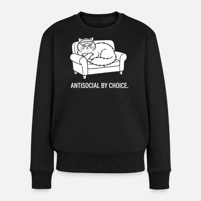 Antisocial By Choice Kat Gave - Premium økologisk sweatshirt til kvinder - sort