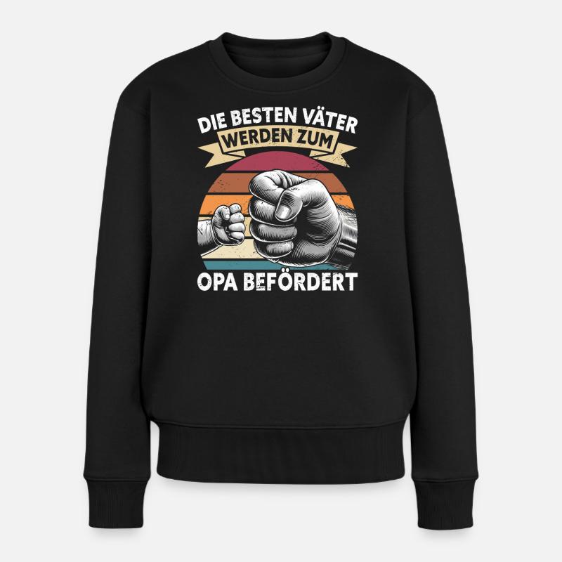Die Besten Väter Werden Zum Opa Befördert - Frauen Premium Bio Pullover - Schwarz