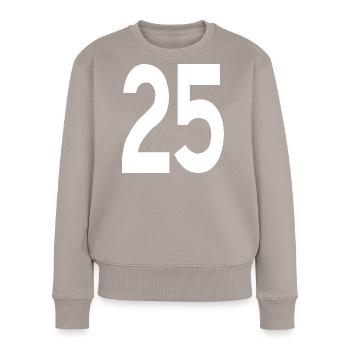 Freundliche Anfänge 25 - Frauen Premium Bio Pullover - Taupe - Vorne - Julia (174cm)