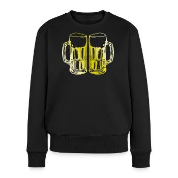 Bier Biergläser Anstoßen - Frauen Premium Bio Pullover - Schwarz - Vorne - Julia (174cm)