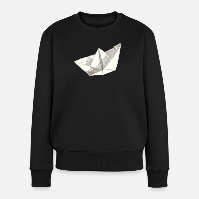 Papierschiff - Frauen Premium Bio Pullover - Schwarz