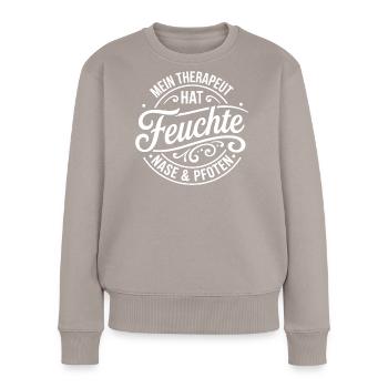 Therapeut Hat Feuchte Nase Pfoten - Frauen Premium Bio Pullover - Taupe - Vorne - Julia (174cm)