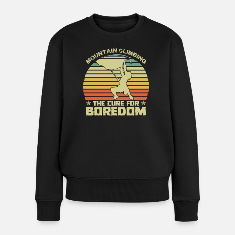 Bergsteigen gegen Langeweile - Frauen Premium Bio Pullover - Schwarz