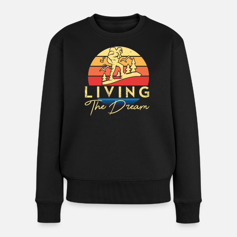 Lebe Den Traum: Outdoor Retro - Frauen Premium Bio Pullover - Schwarz
