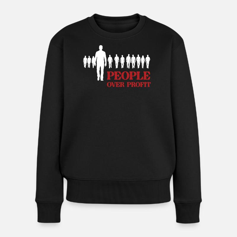 Menschen vor Profit - Frauen Premium Bio Pullover - Schwarz
