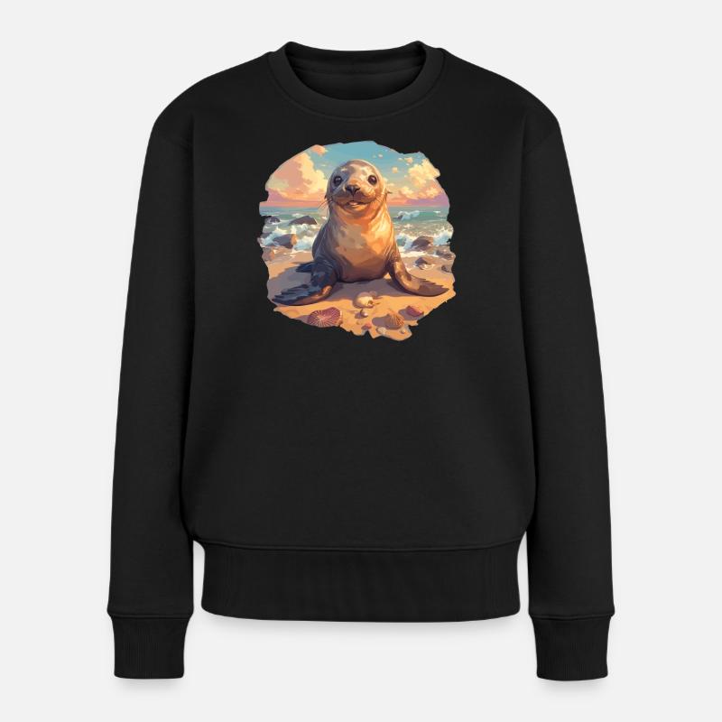 Seelöwen Seelöwe - Frauen Premium Bio Pullover - Schwarz