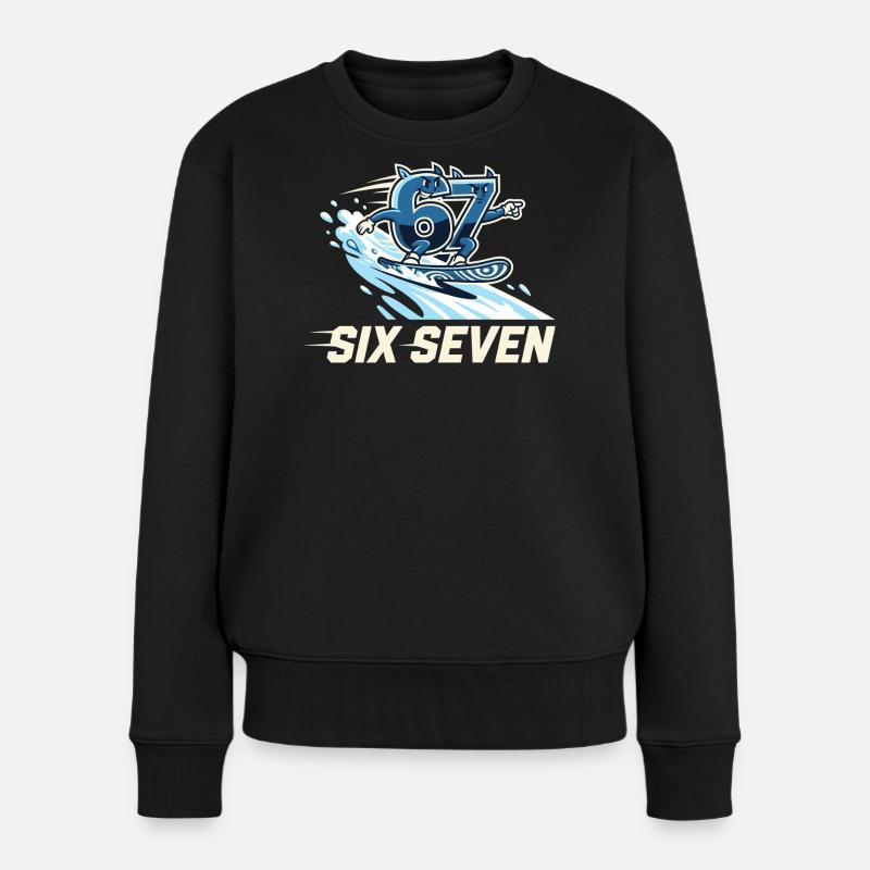 67 Meme Snowboard Wintersport - Frauen Premium Bio Pullover - Schwarz
