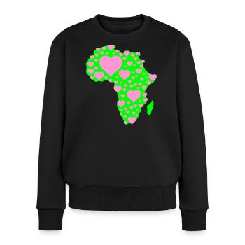 Afrika Herzmuster  - Frauen Premium Bio Pullover - Schwarz - Vorne - Julia (174cm)