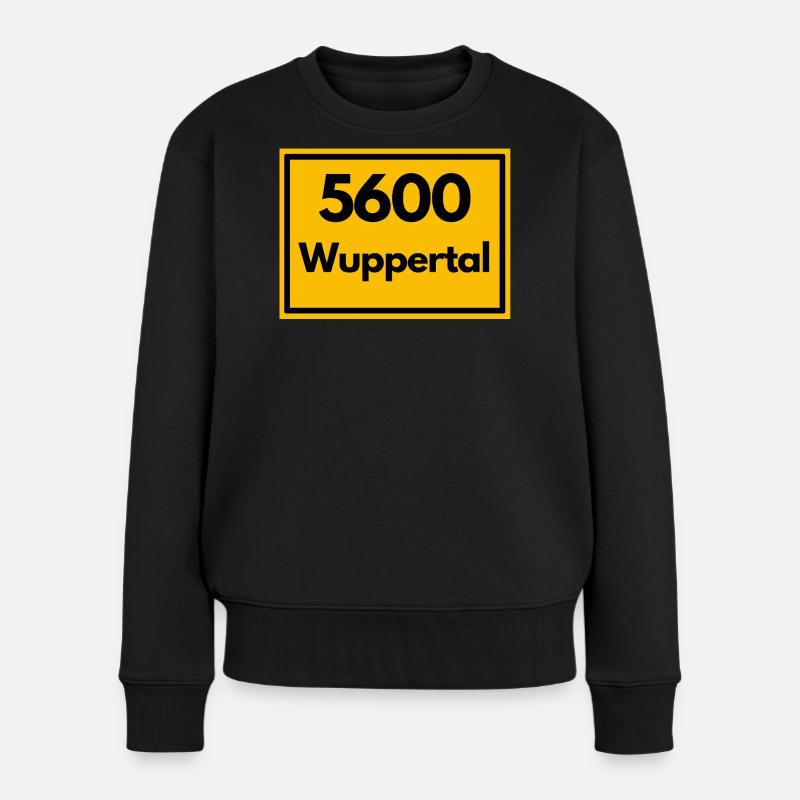 ALTE POSTLEITZAHL PLZ RETRO 5600 WUPPERTAL BERGISH - Frauen Premium Bio Pullover - Schwarz