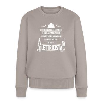 Maître en électricité en brevet électricien - Pull Premium bio Femme - taupe - Devant - Julia (174cm)