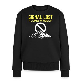 Signal Lost Found MySelf - Frauen Premium Bio Pullover - Schwarz - Vorne - Julia (174cm)