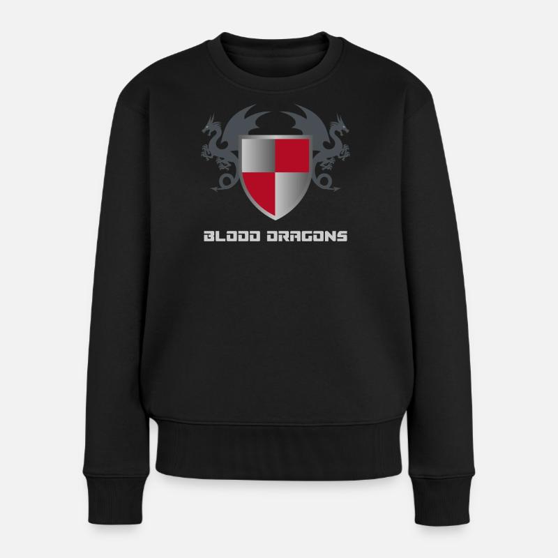 Dragons Shield – Mittelalterliches Rock Metal Tee - Frauen Premium Bio Pullover - Schwarz
