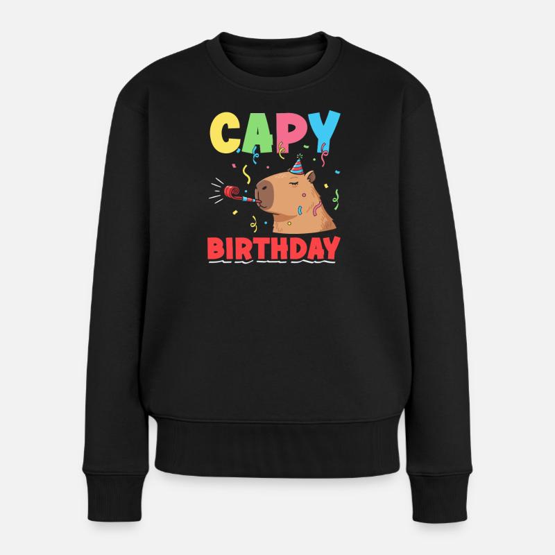 Capy Geburtstag Capybaras Cute Funny Tier - Frauen Premium Bio Pullover - Schwarz