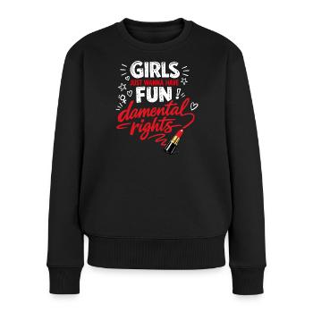 Droits fondationnels – Déclaration forte des femmes - Pull Premium bio Femme - noir - Devant - Julia (174cm)