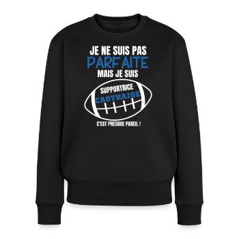 Unterstützer-Rugby Castraise-Humor - Frauen Premium Bio Pullover - Schwarz - Vorne - Julia (174cm)