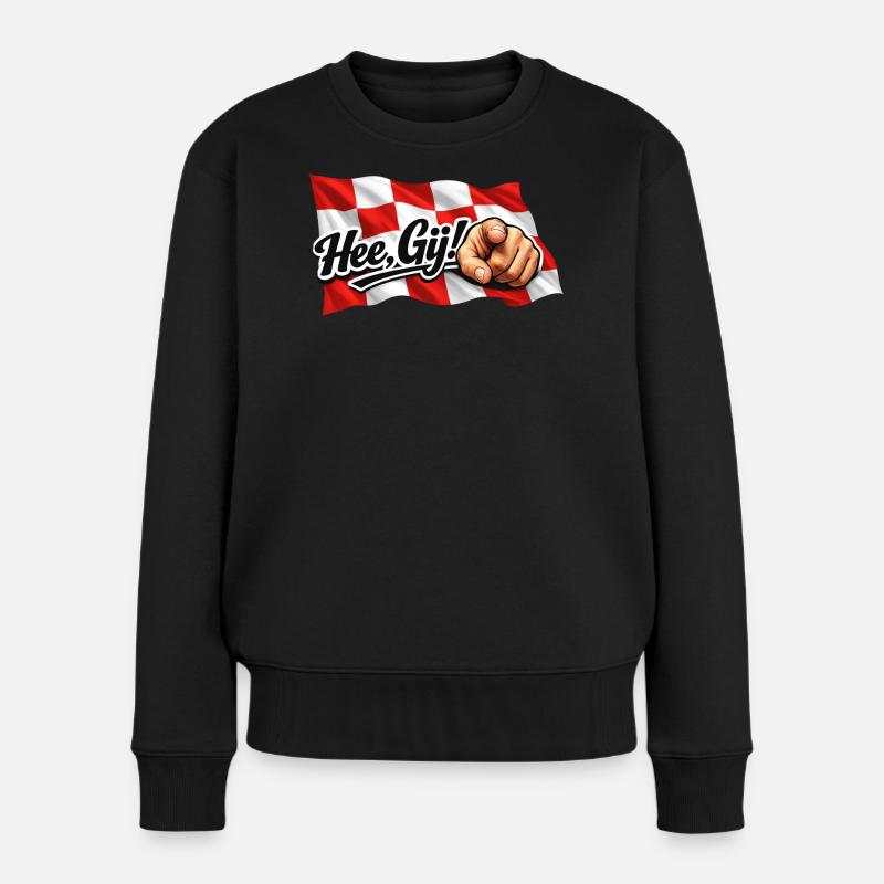 Hey Thou, Brabant-Flagge mit Text und Hand - Frauen Premium Bio Pullover - Schwarz