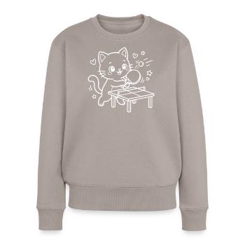 Joueur de tennis de table Kawaii Cat - Pull Premium bio Femme - taupe - Devant - Julia (174cm)