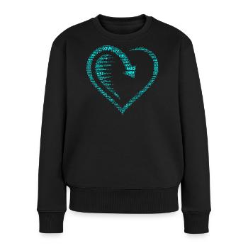 Grand Cœur, Cœur, Flèche avec Amour, Cœur d’Amour - Pull Premium bio Femme - noir - Devant - Julia (174cm)