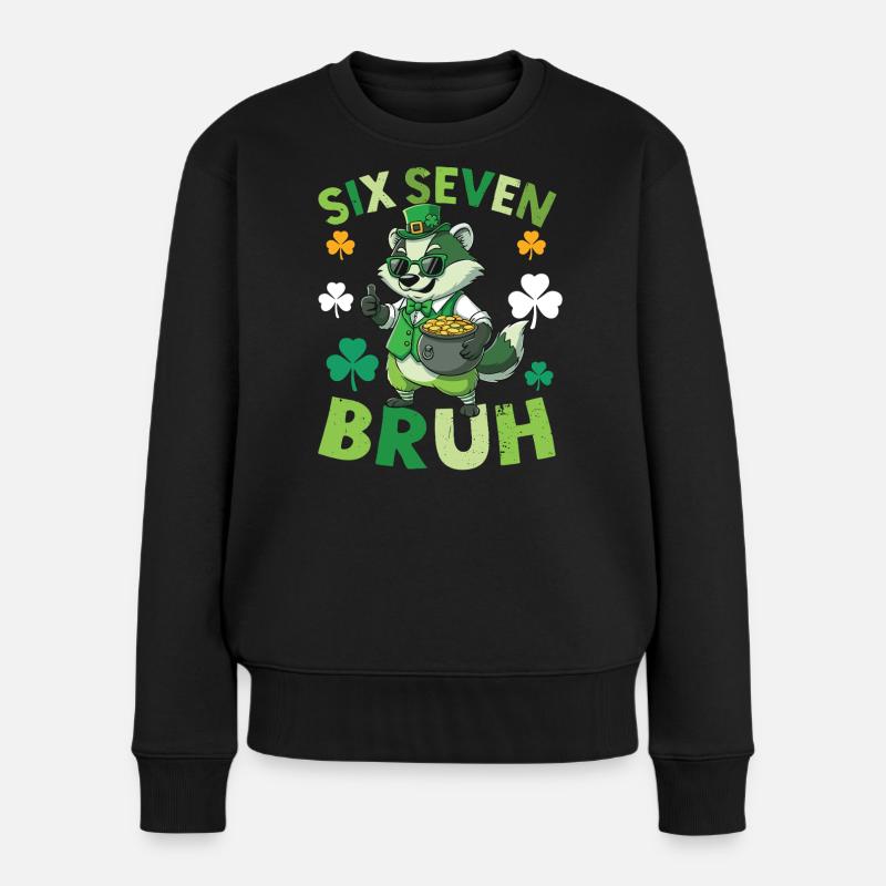 St. Patrick's Day Waschbär - Frauen Premium Bio Pullover - Schwarz