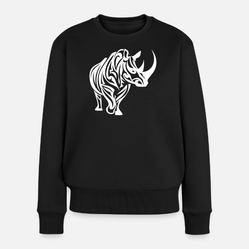 Zebra Linienkunst Tribal - Frauen Premium Bio Pullover - Schwarz