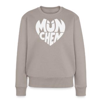 Munich Heart Logo Typography - Women's Premium Organic Jumper - taupe - Front - Julia (174cm)