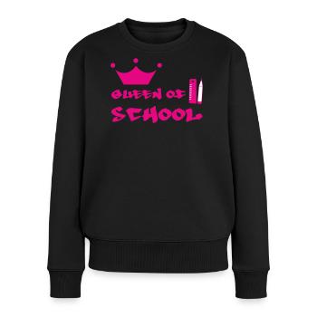 Königin des Schulhofs: Mädchenhaftes Design gekrönt - Frauen Premium Bio Pullover - Schwarz - Vorne - Julia (174cm)