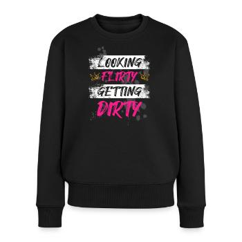Looking flirty Schlammlauf Mud Run Muddy Race - Frauen Premium Bio Pullover - Schwarz - Vorne - Julia (174cm)