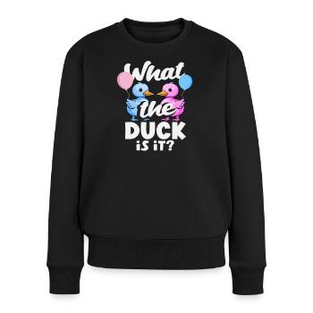 Was Zum Kuckuck Ist Es Ente Reveal - Frauen Premium Bio Pullover - Schwarz - Vorne - Julia (174cm)