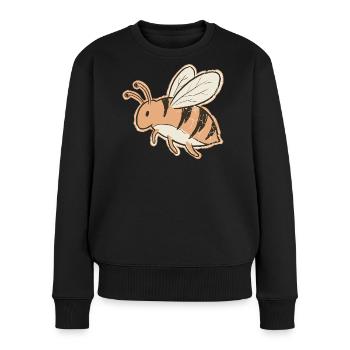 Oranger Cartoon Bienenstreifen Tiger - Frauen Premium Bio Pullover - Schwarz - Vorne - Julia (174cm)