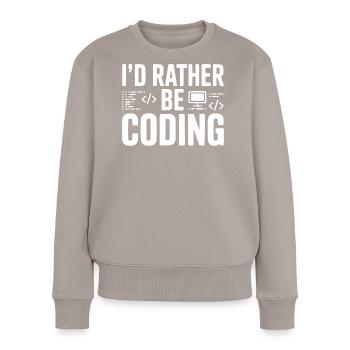 Je préfère coder - Pull Premium bio Femme - taupe - Devant - Julia (174cm)