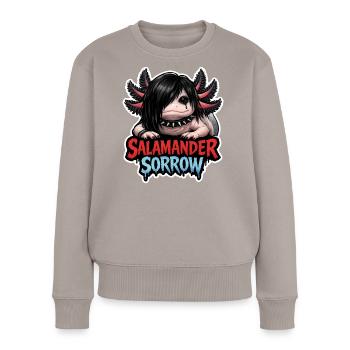 Amoureux des axolotls, Axolotl mignon, Drôle - Pull Premium bio Femme - taupe - Devant - Julia (174cm)