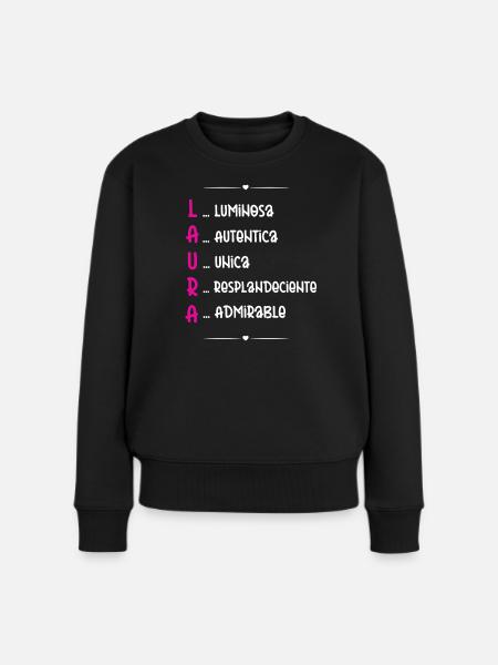 Laura: Personalisierter Name - Frauen Premium Bio Pullover - Schwarz