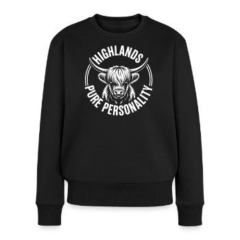 Highland Pure Personality - Frauen Premium Bio Pullover - Schwarz - Vorne - Julia (174cm)