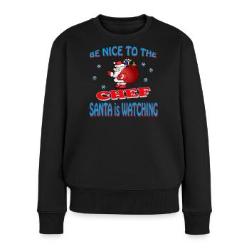 CHEF DU PÈRE NOËL - Pull Premium bio Femme - noir - Devant - Julia (174cm)