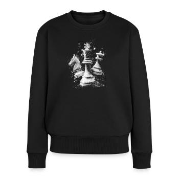 Pièces d’échecs Conception d’explosions Plateau dynamique - Pull Premium bio Femme - noir - Devant - Julia (174cm)