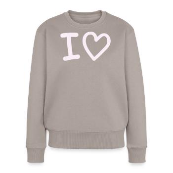 i_love - Pull Premium bio Femme - taupe - Devant - Julia (174cm)
