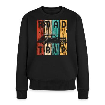 Road Trip Vintage Car Retro Stripes - Women's Premium Organic Jumper - black - Front - Julia (174cm)