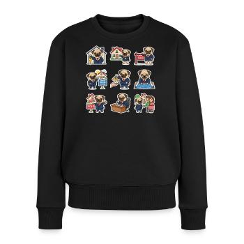 Suesser Mops Makler Immobilien Hundeliebhaber - Frauen Premium Bio Pullover - Schwarz - Vorne - Julia (174cm)