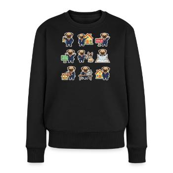 Suesser Mops Makler Immobilien Hundeliebhaber - Frauen Premium Bio Pullover - Schwarz - Vorne - Julia (174cm)