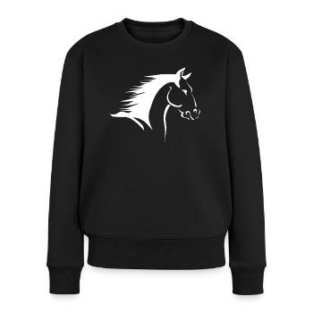 Pferdekopf Silhouette im Kontrast - Frauen Premium Bio Pullover - Schwarz - Vorne - Julia (174cm)